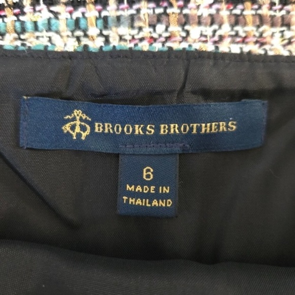 Brooks Brothers Gold, Pink & Green Boucle Tweed Pencil Skirt- Size 6 - Picture 6 of 7